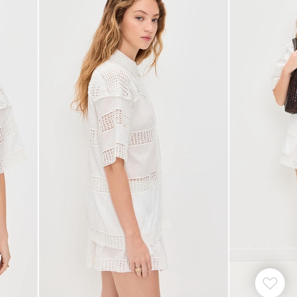 Ulla Johnson Amal paneled crochet Coverup top and shorts set ivory size small